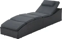 Juskys Sonnenliege Lamia klappbar - Polyrattan Gartenliege mit Auflage - Schwarz