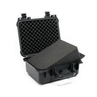 Wiltec Universalkoffer 35x29,5x15 cm schwarz, Schutzkoffer wasserdicht mit Druckausgleichsventil & anpassbaren Schaumstoffmatten