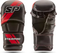 Starpro MMA-Handschuhe (S) aus Kunstleder für Sparring und Grappling im Kampftraining, Muay Thai, Kampfsport, MMA, Kickboxen, Fitness – Herren und Damen – Schwarz