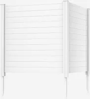 Sichtschutz für Aussenbereich, 2er-Pack künstliche Hecken Zaun mit 3 Spitzen Fusspfaehlen, Gartensichtschutz für Mülleimer, Klimaanlage, Erweiterbarer Dekorativer Zaun für Hof & Garten