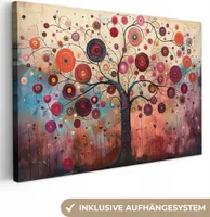 Leinwand Bilder 30x20 cm - Lebensbaum - Lila - Abstrakt - Kunst, Bilder, Wanddeko Wohnzimmer