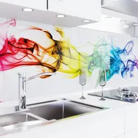 danario Küchenrückwand selbstklebend - Glasoptik - Spritzschutz Küche - versteifte PET Folie - 0,8 mm - Bunter Rauch - 60cm x 340cm