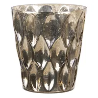 Clayre & Eef Teelichthalter Ø 9x11 cm Goldfarbig Glas Rund