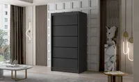 Kleiderschrank Letto IV 100 cm - Groß Schwebetürenschrank, Schiebetürenschrank mit Kleiderstange und Einlegeboden, Schlafzimmerschrank, Schiebetüren, 100x200x58 cm (Schwarz)