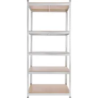 Regály AREBOS pro vysoké zatížení 200x90x45 cm | Nosnost 1000 kg | 5 desek MDF | Snadná montáž pomocí zásuvného systému bez šroubů Regály Skladovací regály
