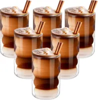 Latte Macchiato Tassen, doppelwandig, 350 ml, Set mit 6 ThermoskaLatte Macchiato Tassen, doppelwandig, Thernnen aus Borosilikatglas, 350ml, 6