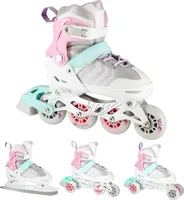 Nils Extreme Inline Skates 4in1 - Schlittschuhe für Kinder und Erwachsene - Rollerblades mit ACEB7-Lager - Verstellbare 34-38 - Rosa - NH18192