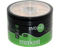 Maxell DVD+R 4.7GB 16x Spindle 50pk, -5 - 55 °C, -10 - 55 °C, 3 - 85 %, 3 - 90 %, 120 x 15 x 1.2 mm, Spindel