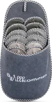 ONVAYA® ABS Gästepantoffel | Willkommen grau | 6er Set | Antirutsch Sohle | Hausschuhe | Filzpantoffel | Gr. 36-45 Gästehausschuhe