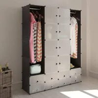 vidaXL Modulárna šatníková skriňa s 18 priehradkami čierna/biela 37x146x180,5cm