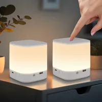 ZMH LED Nachtlicht 2ER Touch Dimmbar Tischlampe Akku 1800mAH USB Aufladbar Weiß Nachttischlampe Kabellos mit 3 Farbtemperaturen Timing Funktion