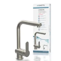 SCHÜTTE Küchenarmatur LONDON, Niederdruck Armatur Küche, Wasserhahn Küche ausziehbar, Mischbatterie Küche Edelstahloptik