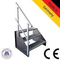 3 Stufen Standtreppe Modell 1 Treppe Stahltreppe freistehend Breite 120cm Höhe 63cm schwarz mit einseitigem Geländer