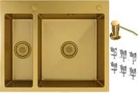 Stahlspüle 1,5 Becken goldener Siphon Geschirrspüler Bari61