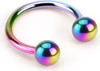 viva-adorno 1,2 x 8 x 3mm Hufeisen Piercing Edelstahl Lippenpiercing Augenbrauenpiercing Z54,Regenbogen
