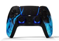 LuxController PS5 Custom LED Controller mit 2 Paddles, Blau Flammen Design Wireless für PlayStation 5