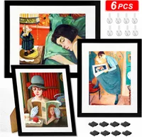 Bilderrahmen A4 Schwarz 6er-Set, Robuste Holz-Verbund-Fotorahmen mit Acrylglas für Bilder 15x20cm mit Matte - Horizontal oder Vertikal für Wandbehänge oder Tischdekoration