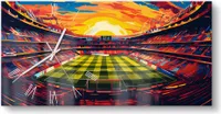 DEQORI Glasuhr 60x30 cm Römisch 'Stadion FC Barcelona' Wanduhr Glas Uhr Design leise Küchenuhr