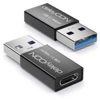 deleyCON USB C auf USB Adapter [2 Stück] C Buchse auf A Stecker USB 3.1 Adapter 5Gbit/s - für PC Computer Laptop Notebook Aluminium Schwarz