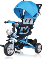 Spielwerk® Dreirad 4in1 mit Schubstange ab 1 Jahr Drehbarer Sitz Getränkehalter Sonnendach Kinderdreirad Fußablage Baby Buggy Laufrad Kleinkind Blau