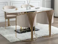 Stuhl mit Armlehnen - Samt & Metall - Beige und Goldfarben - JOSETHE von Pascal MORABITO