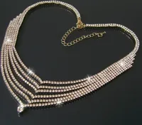 Collier Halskette Kette Strass 43-53cm Gold Wasserfall Schmuck K1024