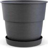 Blumentopf Milano 20 cm Durchmesser mit Untersetzer Farbe Anthrazit Pflanztopf Pflanzkübel