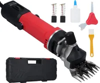 Elektrische Schafschere, 1200 W, Hochleistungs-Schafschermaschine, 6 Geschwindigkeiten, 2400 U/min, mit 9-Zahn-Klinge, geeignet fuer Schafe, Ziegen, Kamele und Alpakas, rot, EU-Stecker