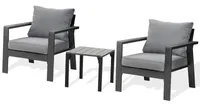 MEXO Gartenlounge-Set Gartenmöbel Set Aluminium,Balkonmöbel Set Kleiner Balkon für 2 Personen(Sitzgruppe Balkon, 3-tlg., 2 Gartenstühle, 1 Couchtisch)