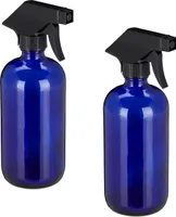 relaxdays Sprühflasche Glas im 2er Set Blau