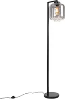 QAZQA - Design Stehleuchte I Stehlampe I Standleuchte I Lampe I Leuchte schwarz mit Rauchglas - Qara I Wohnzimmer I Schlafzimmer - Länglich - LED geeignet E27