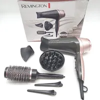 Remington Haartrockner Ionen Locken Wellen Glatt Curl-Straight 2200W inkl 3 Stylingaufsätze konisch Locken-Stylingdüse Diffusor 45mm Rundbürste Klammern 3 Heiz- 2 Gebläsestufen D5707