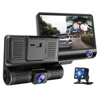 Riff Full HD Auto-Videorecorder DVR G-Sensor mit 3 Kameras und Rückfahr-LCD 4'' Schwarz