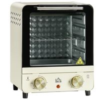 HOMCOM Mini piekarnik 15L, Piec do pizzy z konwekcją, 1000 W Elektryczny mini piekarnik z zestawem blach do pieczenia, taca na okruchy, 1-godzinny timer, 60-230℃, kremowy biały