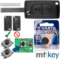 Repair Reparatur Satz Autoschlüssel Funk Fernbedienung Austausch Gehäuse mit 2 Tasten + HU83 Rohling + Batterie kompatibel mit Peugeot 207 307 308 807 5008