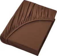 Jersey Spannbettlaken Spannbetttuch, 100% Baumwolle, 120x200cm, Schoko braun