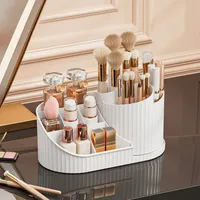 Make Up Pinsel Organizer, 360 Drehbarer Kosmetik Aufbewahrungsbox Organizer Make Up Pinselhalter, Kosmetikregal für Eyeliner, Lippenstift, Mascara (Weiß)