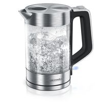 Arendo Edelstahl Glas Wasserkocher, 1,7 Liter, 2200W, Cool-Touch-Griff
