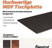 FANZTOOL Tischplatte 140x70 cm, MDF mit HPL-Beschichtung, schwarz, für Schreibtisch & Esstisch