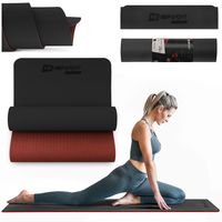Hop-Sport Yogamatte HS-T006GM Gymnastikmatte für Pilates aus TPE ist rutschfest & faltbare Bodenmatte - 183 x 61 x 0,6 cm - schwarz/rot