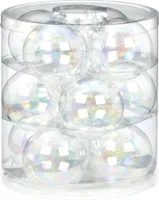 Weihnachtskugeln Glas 8cm, 12 Stück, Farbe:Iris transparent
