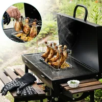 Navaris Chicken Wings Hähnchenschenkel Rack - Backofen Grill Halter für Hähnchenteile - Grillzubehör für BBQ Hähnchen aus Edelstahl mit Schale