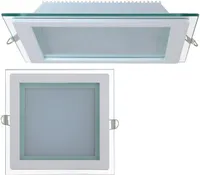 LED Panel mit Glas Rahmen Einbaustrahler Deckenleuchte Einbauleuchte Kaltweiss 18 Watt-Eckig 198x198mm