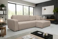 VENASI LUNA XL Ecksofa mit Schlaffunktion und Bettkasten Cord Schlafsofa Eckcouch Sofa Braun