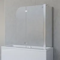 Schulte Duschabtrennung für Badewanne Angle, 2-teilig mit Seitenwand, Profilfarbe Chromoptik, 5 mm Sicherheitglas (ESG) Klar hell, Faltwand: 112 x 142 cm, Seitenwand geeignet für eine Wannebreite von 69 - 71 cm