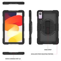 Für Xiaomi Redmi Pad 2 /SE 11 Zoll aufstellbare Outdoor Hybrid Schwarz 360 Grad mit Halte-Schlaufe Tablet Tasche Schwarz