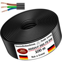 100m Schlauchleitung H05VV-F 3G0,75 Schwarz Flexible Leitung Gerätekabel