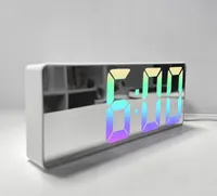 Digitaler Wecker RGB mit Spiegel, Digitale Uhr, Ständer, Temperatur, Nachtmodus, 12 Stunden/24 Stunden, fuer Schlafzimmer, Heimbuero