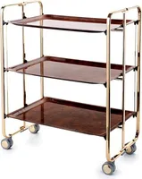 DON HIERRO - Servierwagen klappbar, BAUHAUS, 3 Böden. Goldenem rahmen