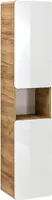 Hoher Badezimmerschrank mit 2 Türen "Panay" Weiß - Goldene Eiche Crafte, 35 cm x 170 cm